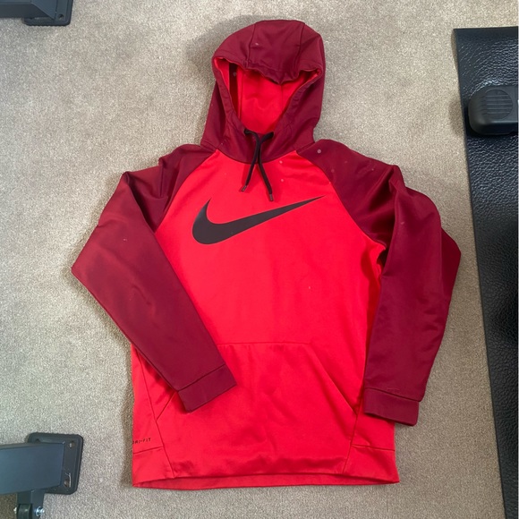 Nike Red Colour Block Hoodie - Picture 1 of 2